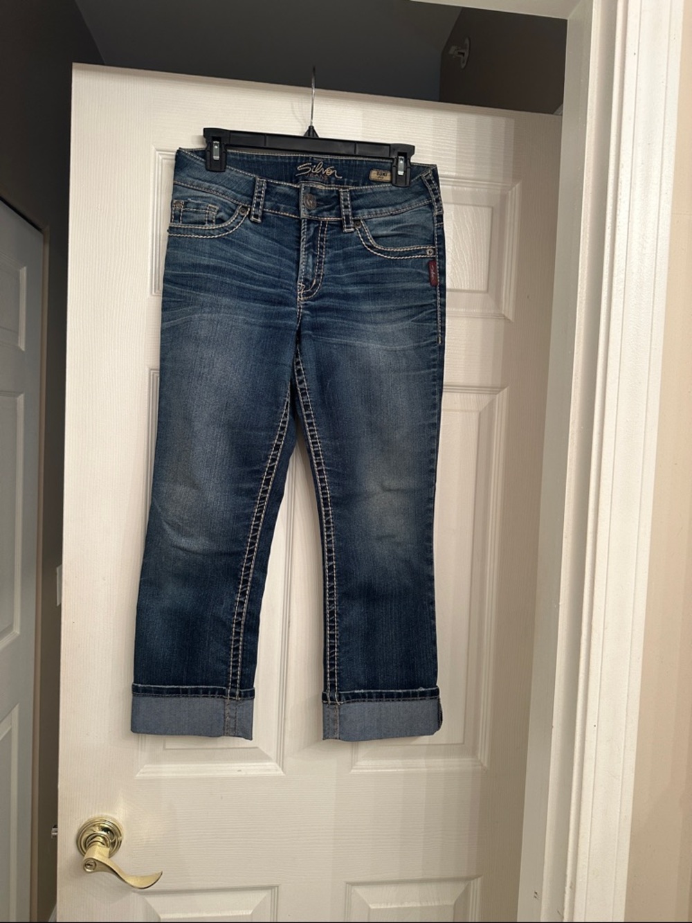 Silver Jeans Dark Blue Cropped Cuff Denim